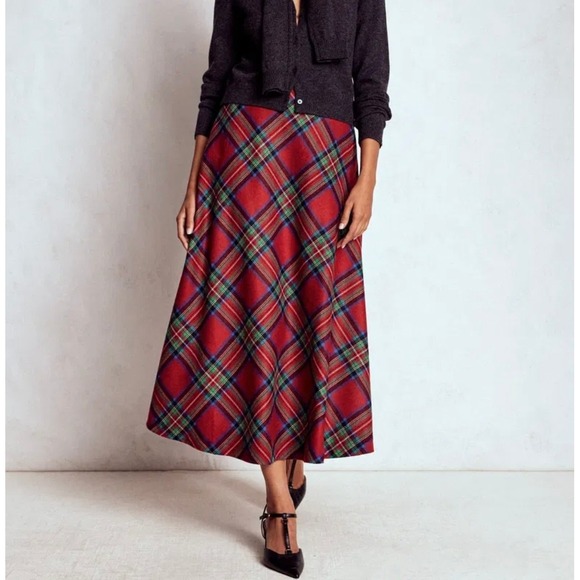 Boden Dresses & Skirts - Boden Hayley Red Tartan Plaid Wool Blend A-Line Midi Skirt Womens US 6 Holiday